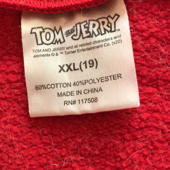 Tom & Jerry unisex size XXL (19) red and white sweatshirt - Picture 4 of 4